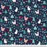 Tissu écureuils & friends fd marine 100% coton larg 110 cm