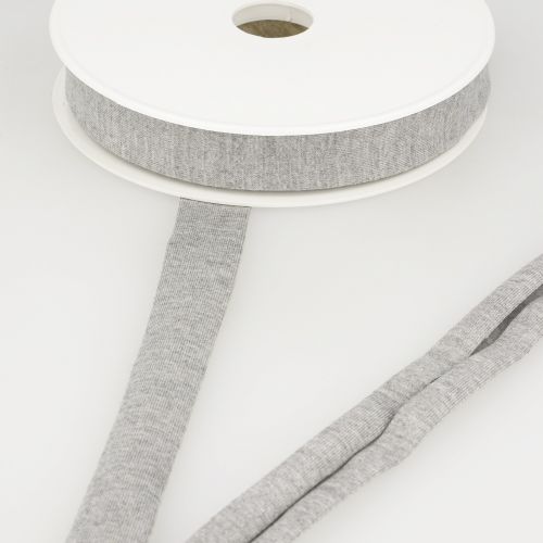 Biais jersey gris chiné clair 92%vi/8%el 20 mm Biais jersey gris chiné clair 92%vi/8%el 20 mm