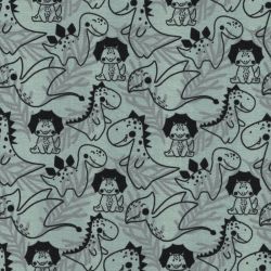 Tissu jersey dinosaures fond bleu