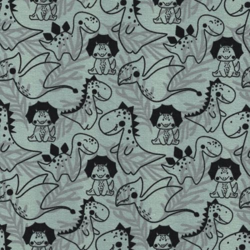 Tissu jersey dinosaures fond bleu Tissu jersey dinosaures fond bleu