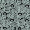 Tissu jersey dinosaures fond bleu