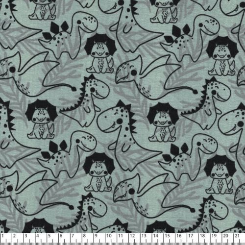 Tissu jersey dinosaures fond bleu Tissu jersey dinosaures fond bleu