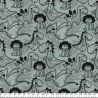 Tissu jersey dinosaures fond bleu