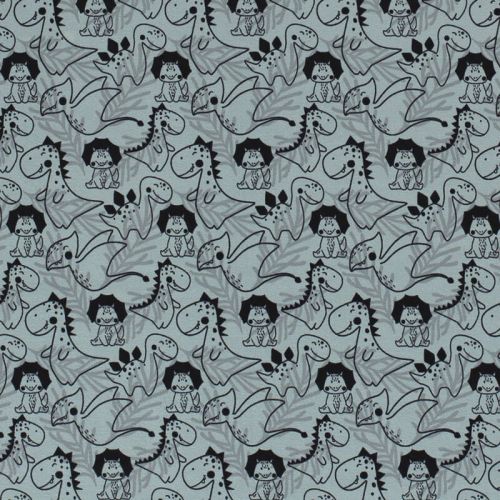 Tissu jersey dinosaures fond bleu Tissu jersey dinosaures fond bleu