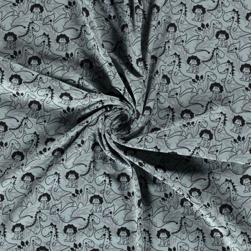 Tissu jersey dinosaures fond bleu Tissu jersey dinosaures fond bleu