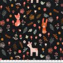Tissu jersey Forest friends fond gris foncé Poppy