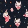 Tissu jersey Ballet Stars lapins glitter fond bleu Poppy