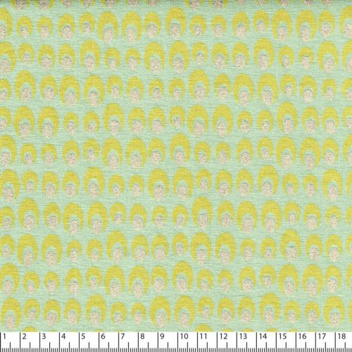 Tissu jersey oeil de paon glitter fond vert Tissu jersey oeil de paon glitter fond vert