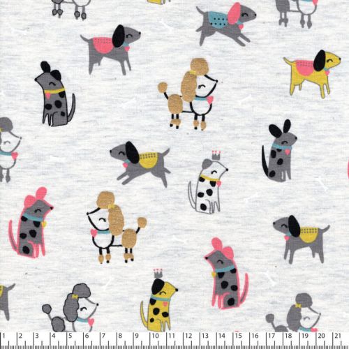 Tissu jersey Pretty dogs glitter fd beige Poppy