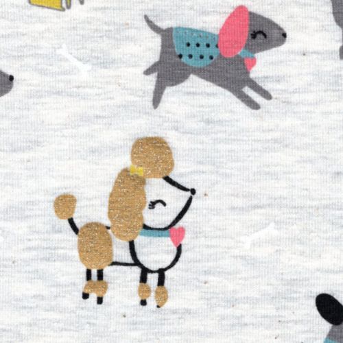 Tissu jersey Pretty dogs glitter fd beige Poppy