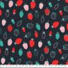 Tissu jersey Strawberry fond gris foncé Poppy