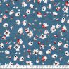 Tissu jersey viscose tulipes fond bleu