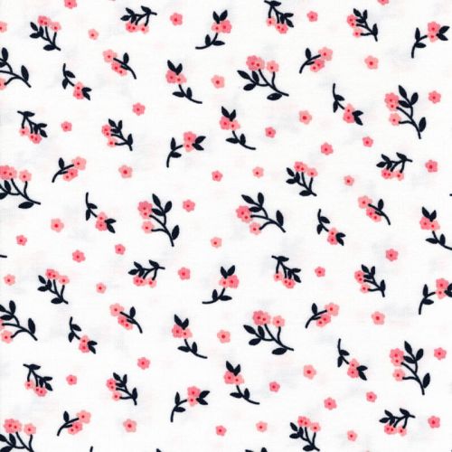 Tissu jersey fleurs fond blanc Tissu jersey fleurs fond blanc