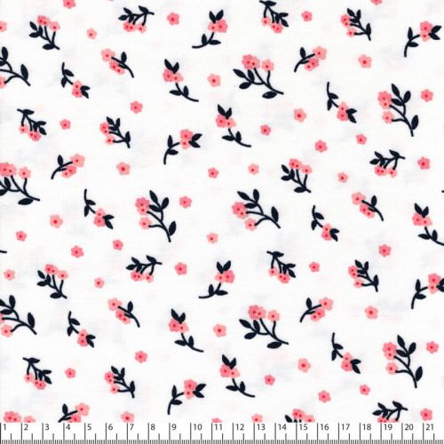 Tissu jersey fleurs fond blanc Tissu jersey fleurs fond blanc
