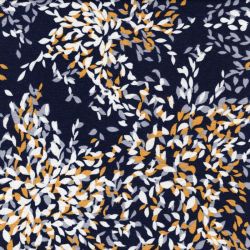 Tissu jersey lin viscose fleuri fond bleu marine