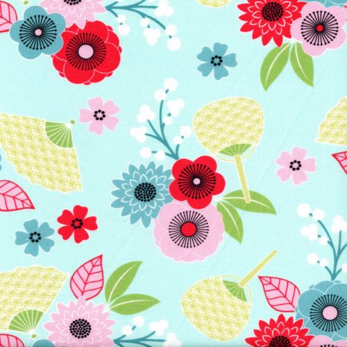 Tissu blossom bouquet fond bleu Tissu blossom bouquet fond bleu