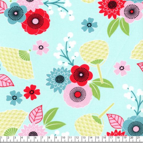 Tissu blossom bouquet fond bleu Tissu blossom bouquet fond bleu