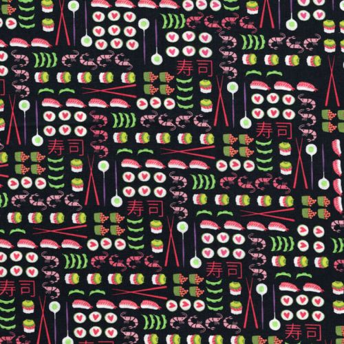 Tissu sushis fond noir Tissu sushis fond noir