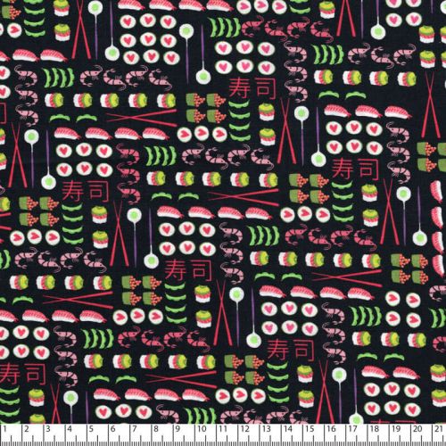 Tissu sushis fond noir Tissu sushis fond noir