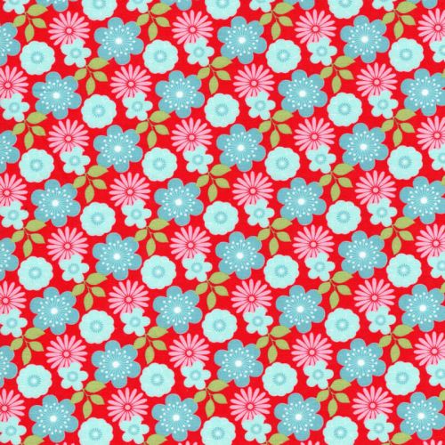Tissu washi floral fond rouge Tissu washi floral fond rouge