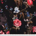 Tissu jersey feuillage vintage fond noir 