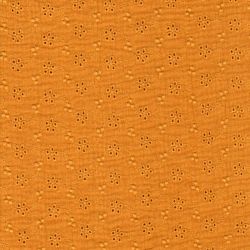 Tissu gaze broderie anglaise moutarde