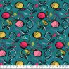 Tissu jersey fruits fond turquoise