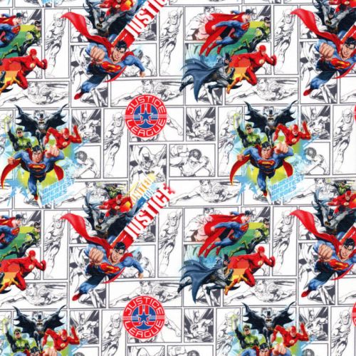 Tissu Justice league fond blanc Tissu Justice league fond blanc