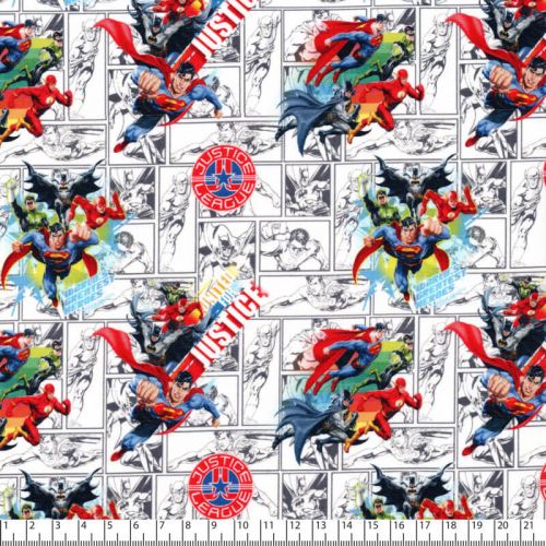 Tissu Justice league fond blanc Tissu Justice league fond blanc