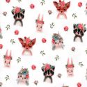Tissu jersey Woodland animal digital fond blanc Poppy