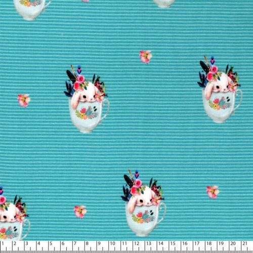 Tissu jersey sweet bunny fond à rayures Tissu jersey sweet bunny fond à rayures