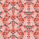 Tissu coton fleurs et fruits fond rose Dashwood