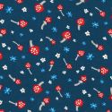 Tissu coton champignons fond bleu marine Michael Miller