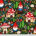 Tissu coton gnomes fond vert Michael Miller