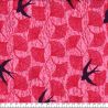 Tissu coton hirondelles et ginkgo fond rose