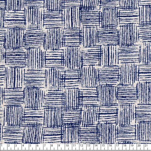 Tissu toile coton mélangé carreaux rayures bleu Tissu toile coton mélangé carreaux rayures bleu