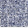 Tissu toile coton mélangé carreaux rayures bleu