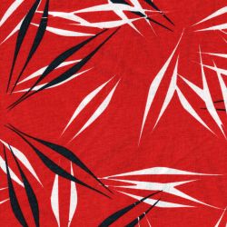 Tissu viscose et lin  feuilles graphiques rouge