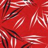 Tissu viscose et lin  feuilles graphiques rouge