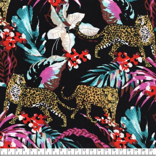 Tissu viscose Chally fond noir Tissu viscose Chally fond noir
