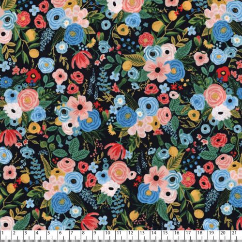 Tissu jardin fd noir 100% viscose larg 110 cm Tissu jardin fd noir 100% viscose larg 110 cm