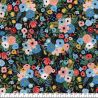 Tissu jardin fd noir 100% viscose larg 110 cm