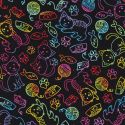 Tissu coton chats traits arc en ciel