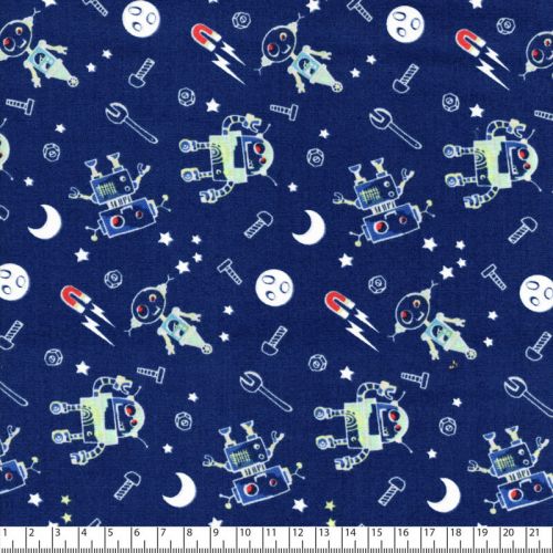 Tissu coton phosphorescent Out of this world fond marine Tissu coton phosphorescent Out of this world fond marine