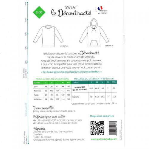 Patrons les BG Sweat Le Décontracté Patrons les BG Sweat Le Décontracté
