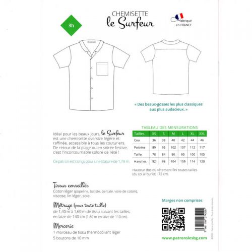 Patrons les BG Chemisette Le Surfeur Patrons les BG Chemisette Le Surfeur