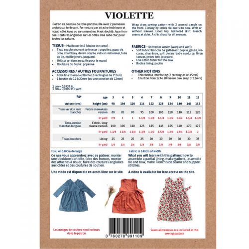 Patron Ikatee Violette 3-12 ans Patron Ikatee Violette 3-12 ans