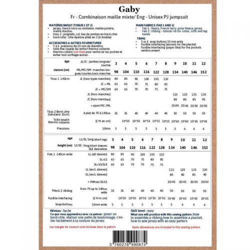Patron Ikatee Gaby 3-12 ans Patron Ikatee Gaby 3-12 ans
