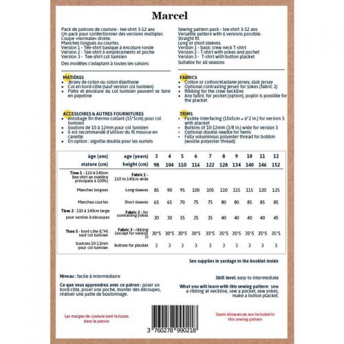 Patron Ikatee Marcel Pack 3-12 ans Patron Ikatee Marcel Pack 3-12 ans
