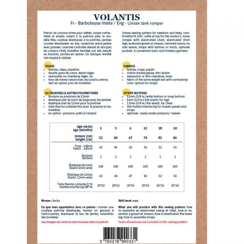 Patron Ikatee Volantis 1mois - 24 Mois Patron Ikatee Volantis 1mois - 24 Mois